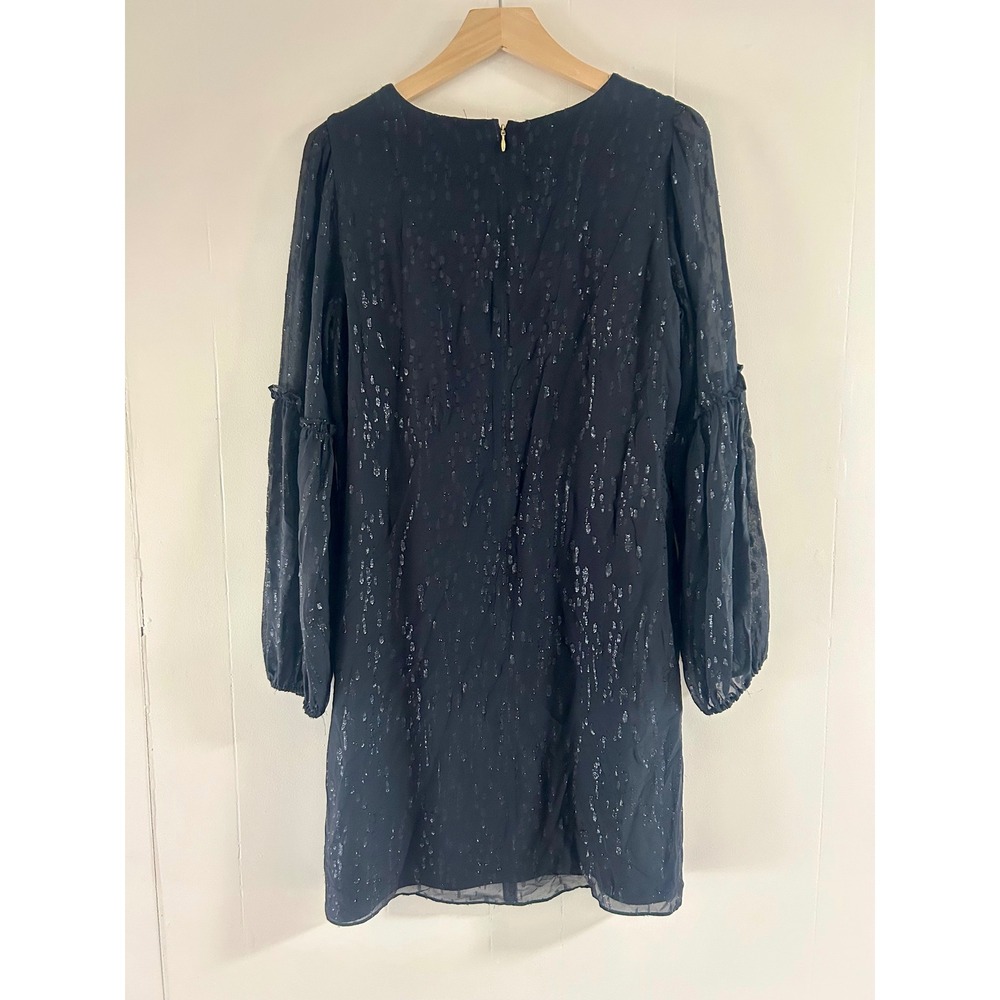 Lilly Pulitzer Cleme Silk Dress in Onyx Fish Clip Chiffon Metallic Black sz 8 - Picture 4 of 4